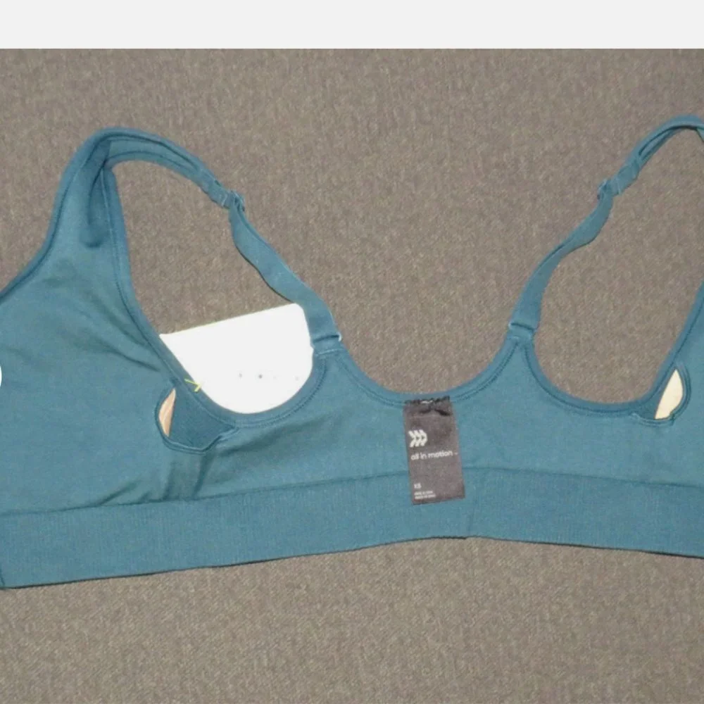 All In Motion Women's Seamless Zip Front Padded Sports Bra Teal Size XS